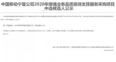 公司中标《中国移动宁夏公司2020年增值业务品质拨测支撑服务采购项目》